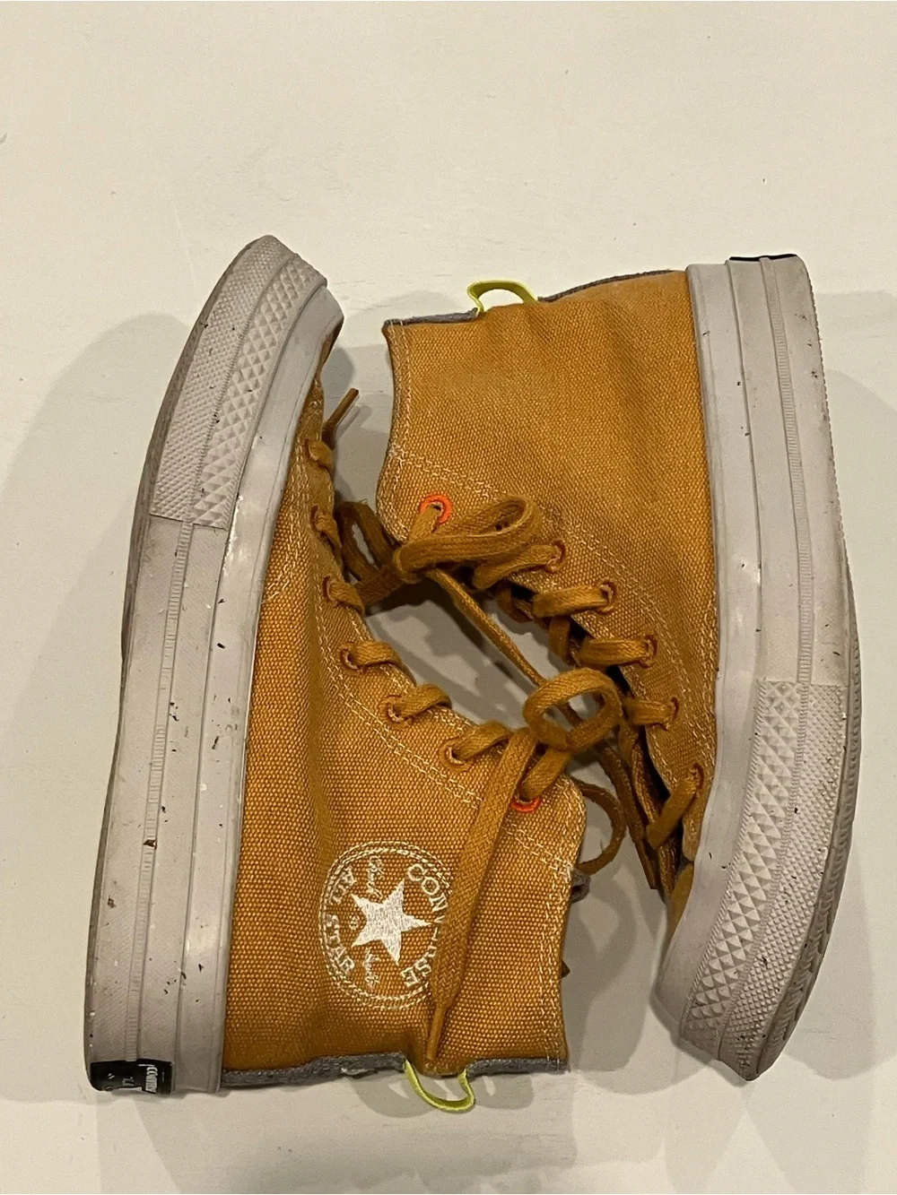 Unisex High-Top Canvas Sneakers in Mustard Yellow